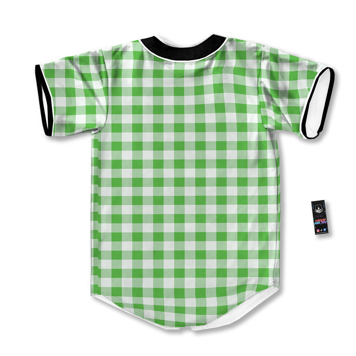 Tattersall Green Print Pattern Baseball Jersey-grizzshop