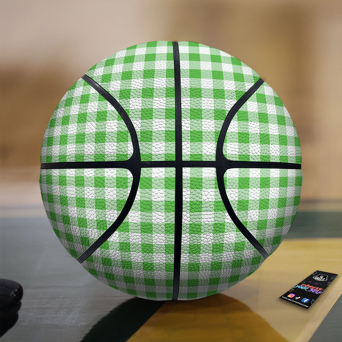 Tattersall Green Print Pattern Basketball-grizzshop