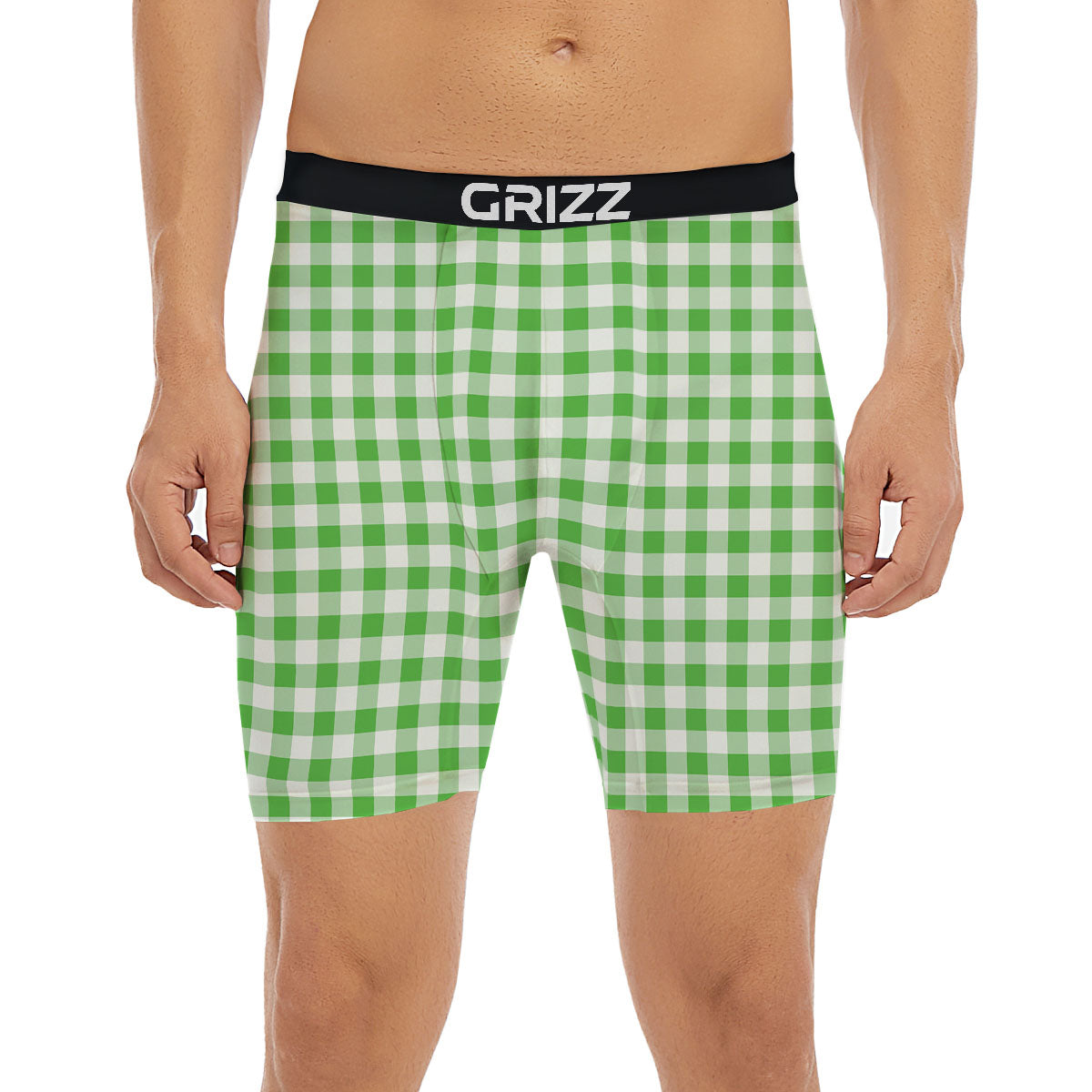 Tattersall Green Print Pattern Boxer Briefs-grizzshop