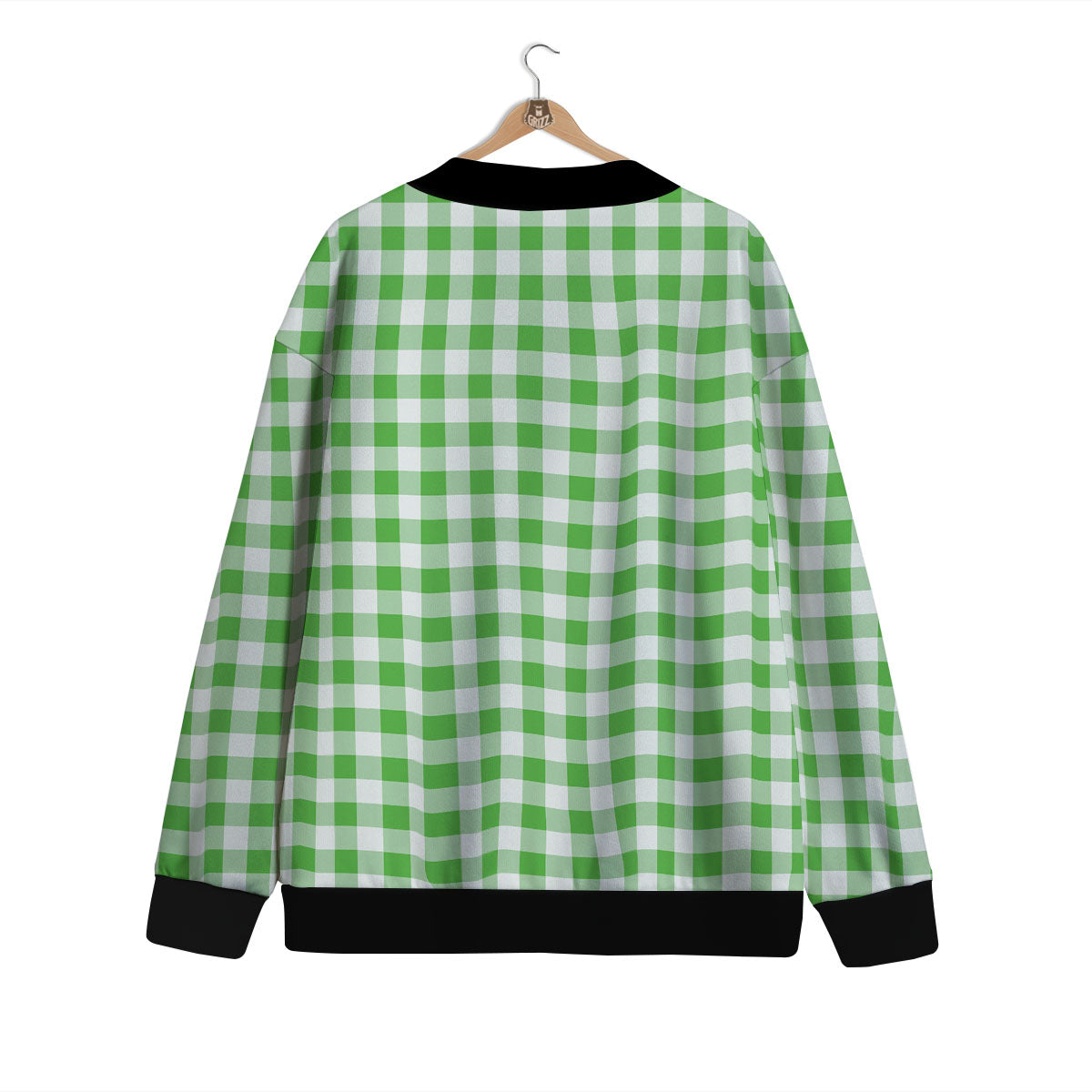 Tattersall Green Print Pattern Cardigan-grizzshop