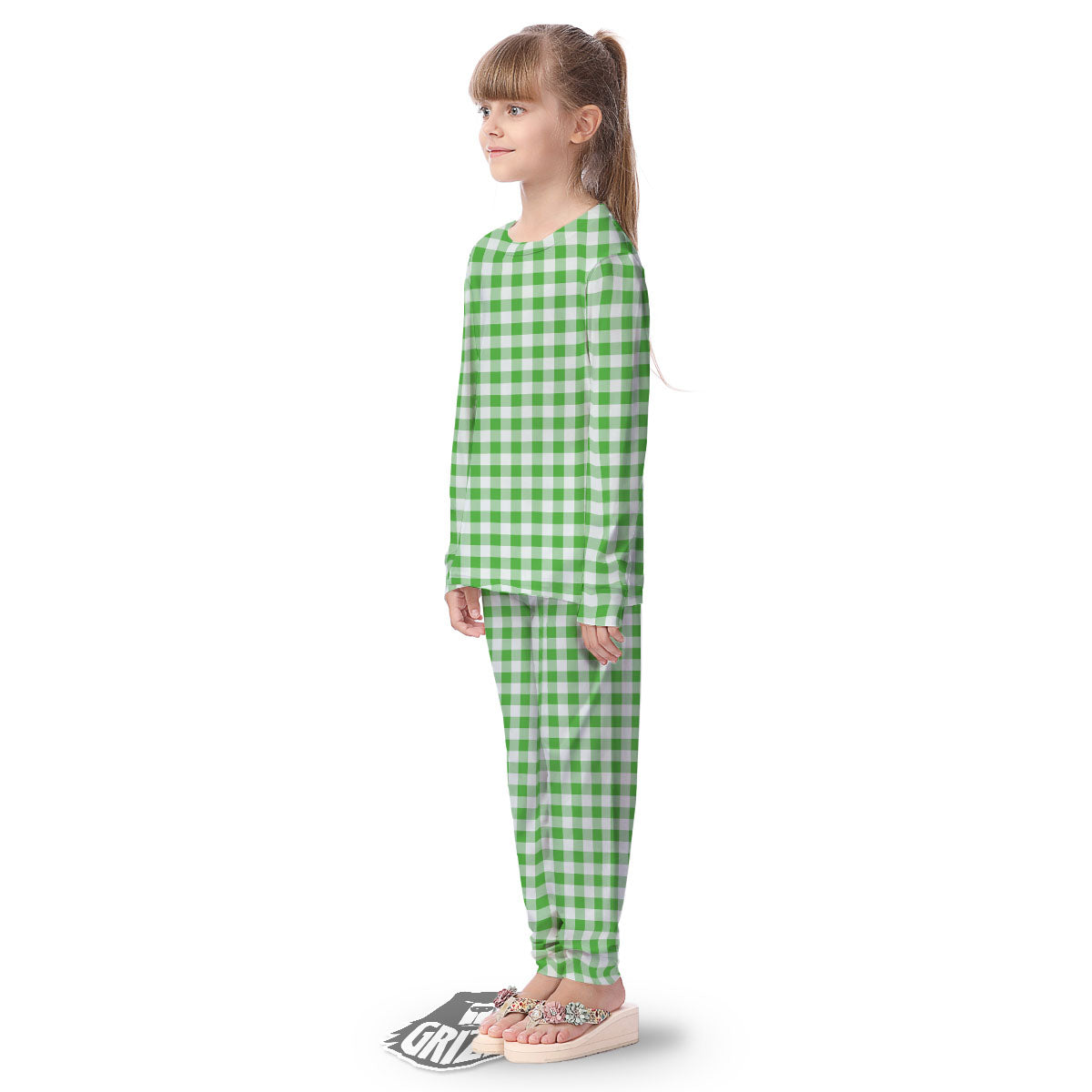 Tattersall Green Print Pattern Kid's Pajamas-grizzshop