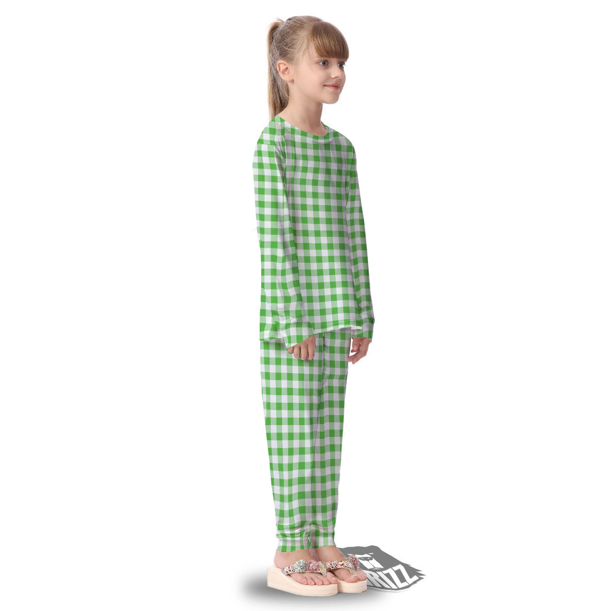 Tattersall Green Print Pattern Kid's Pajamas-grizzshop