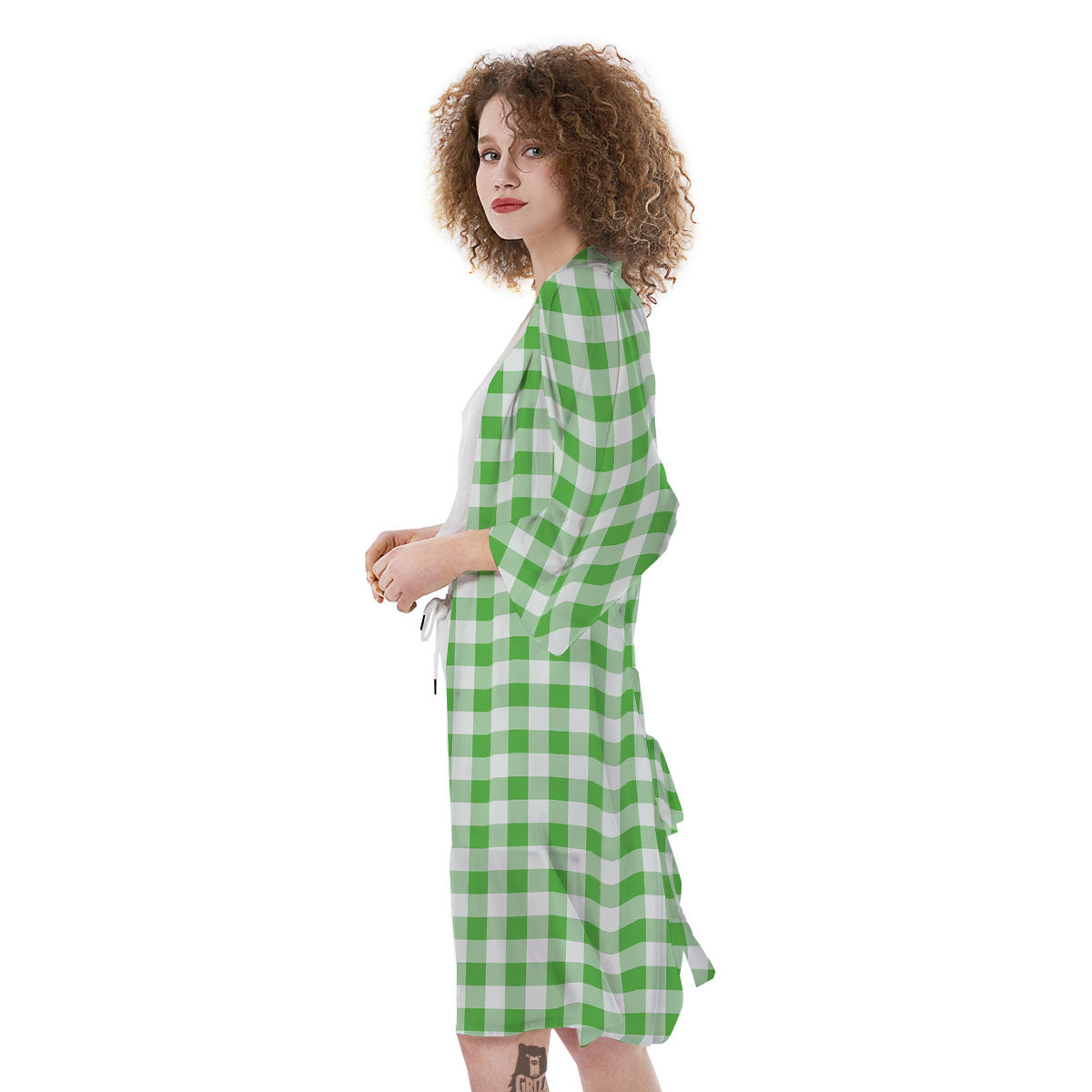 Tattersall Green Print Pattern Kimono-grizzshop