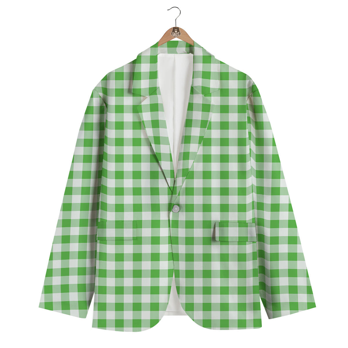 Tattersall Green Print Pattern Men's Blazer-grizzshop