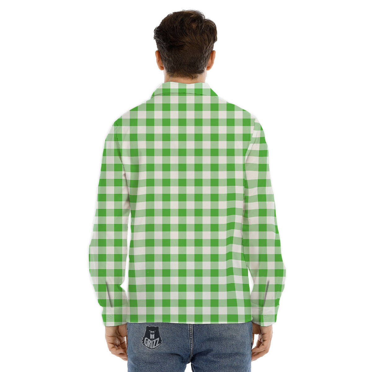 Tattersall Green Print Pattern Men's Dress Shirts-grizzshop