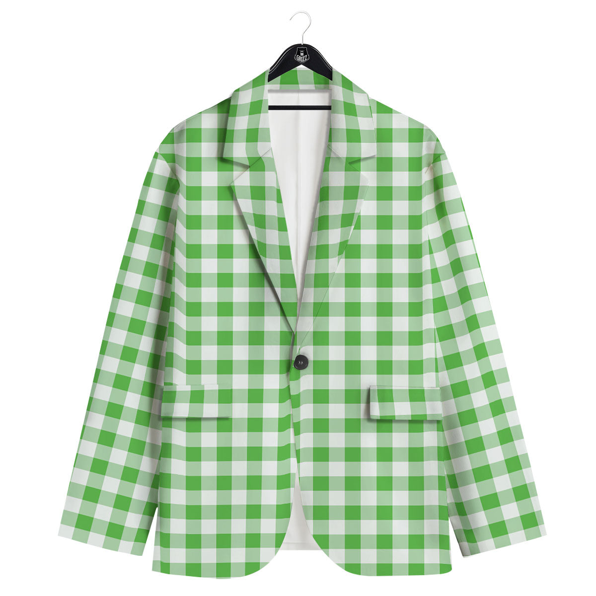 Tattersall Green Print Pattern Men's Sport Coat-grizzshop