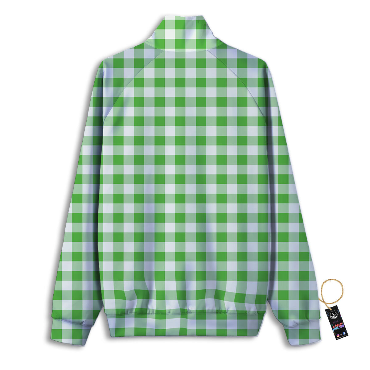Tattersall Green Print Pattern Track Jacket-grizzshop
