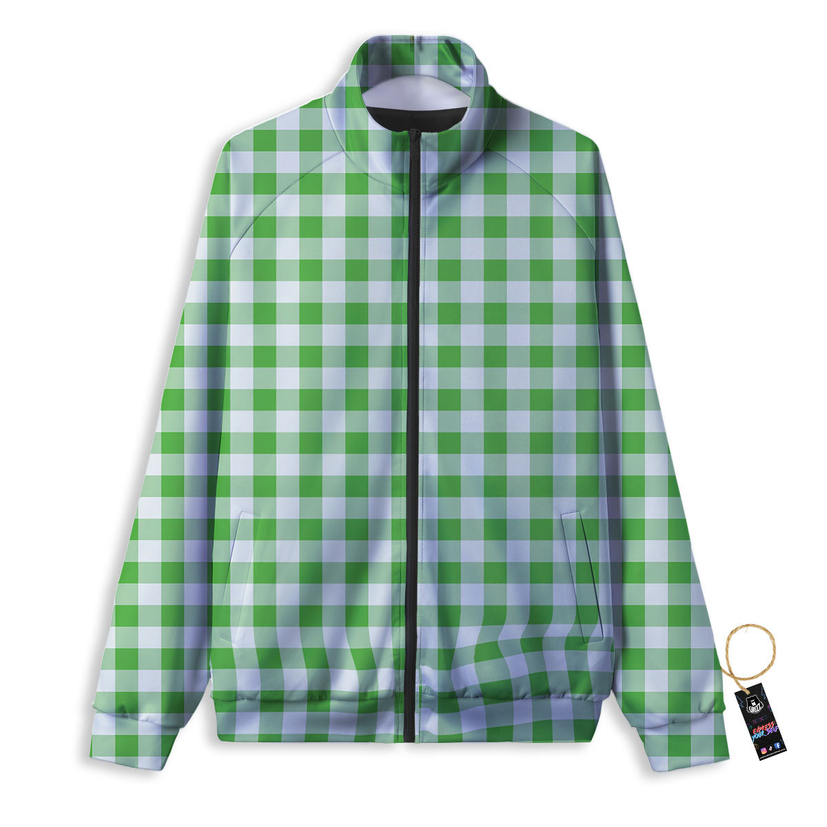 Tattersall Green Print Pattern Track Jacket-grizzshop