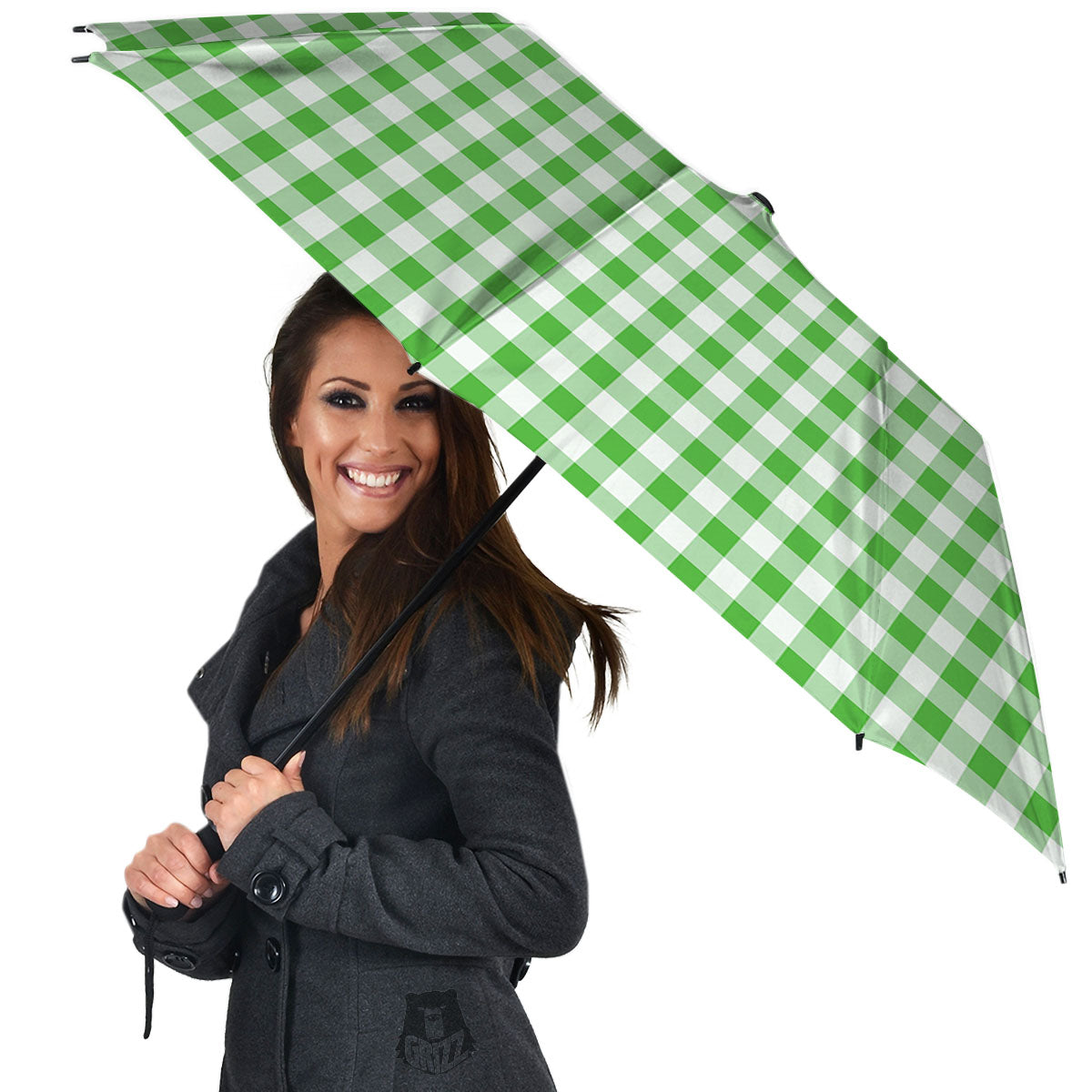 Tattersall Green Print Pattern Umbrella-grizzshop