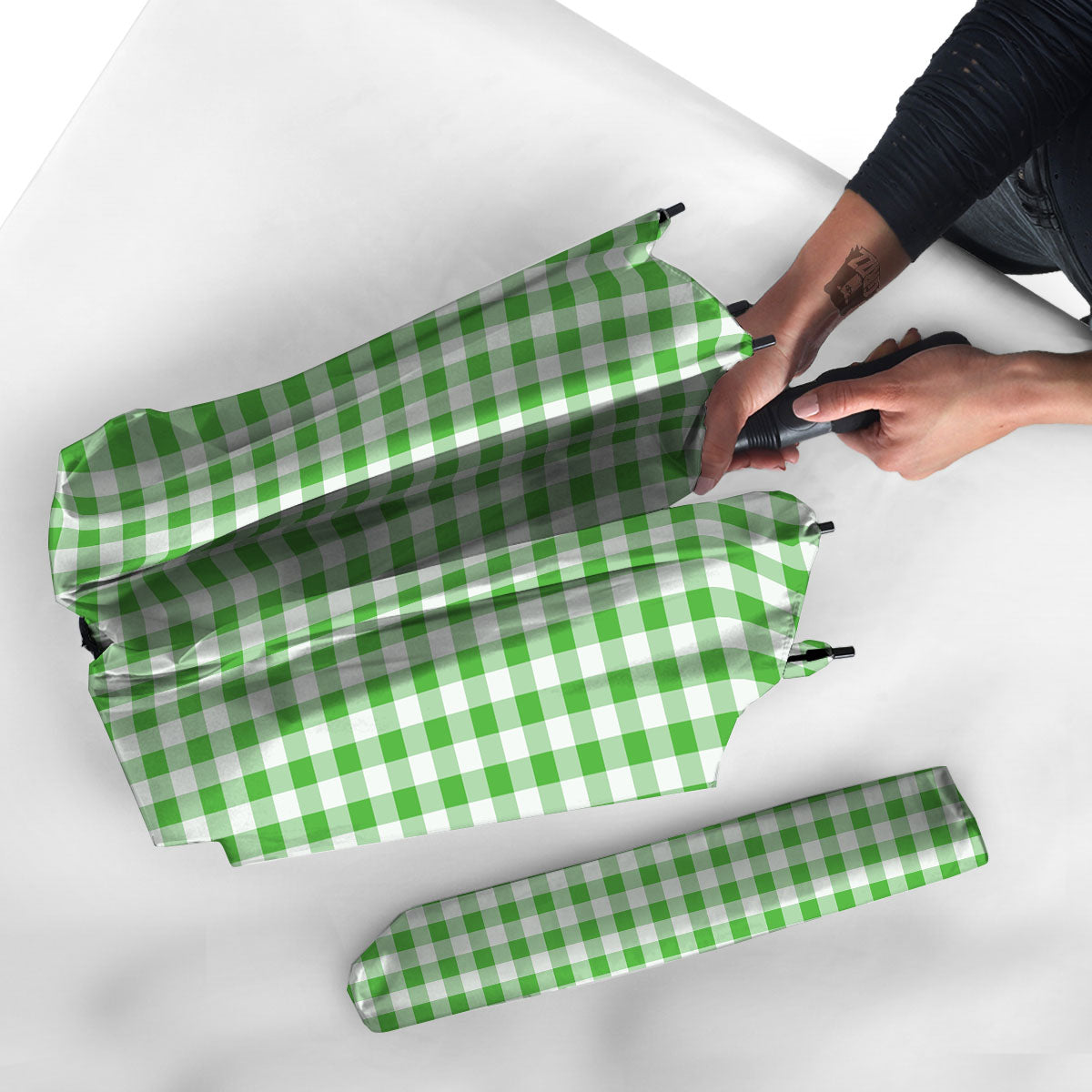 Tattersall Green Print Pattern Umbrella-grizzshop