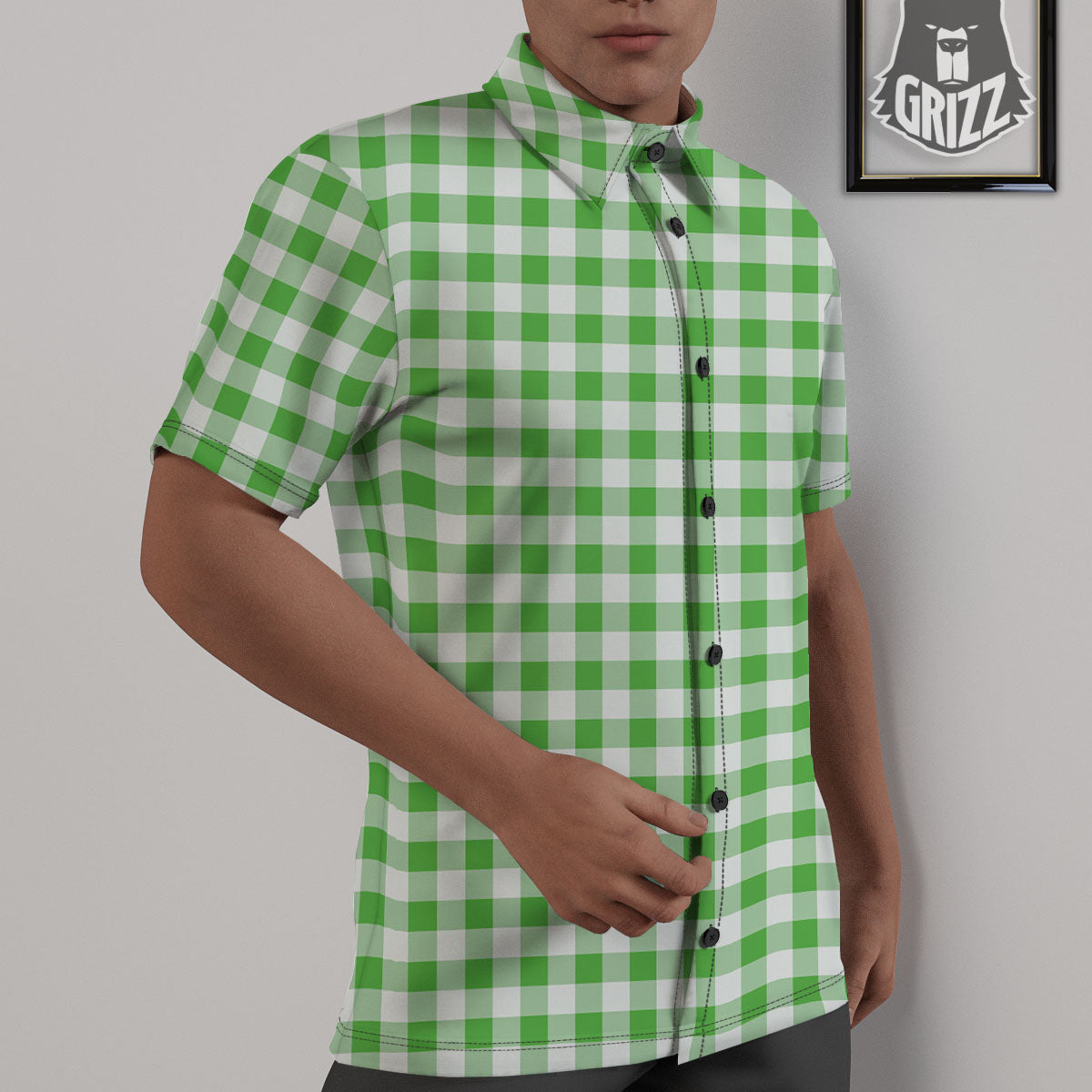 Tattersall Green Print Pattern Untucked Shirts-grizzshop