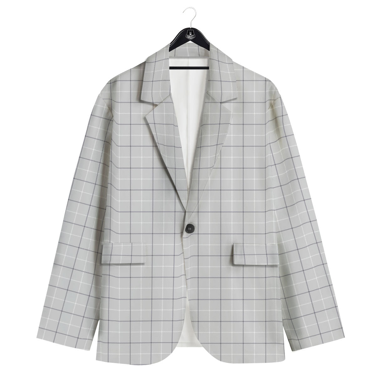 Tattersall Grey Print Pattern Men's Sport Coat-grizzshop