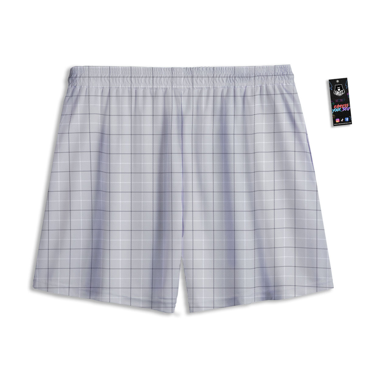 Tattersall Grey Print Pattern Mesh Shorts