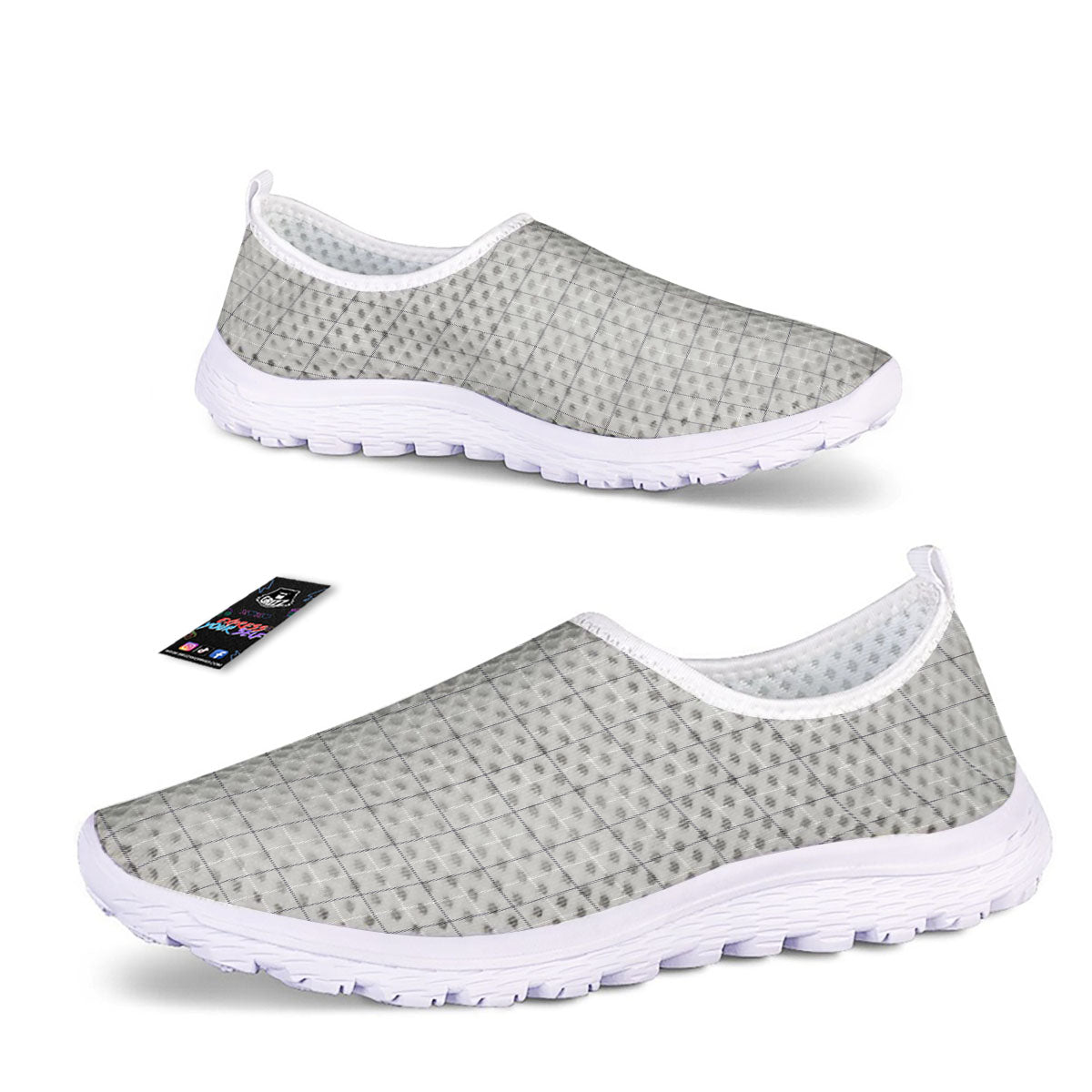 Tattersall Grey Print Pattern Nurse Shoes-grizzshop