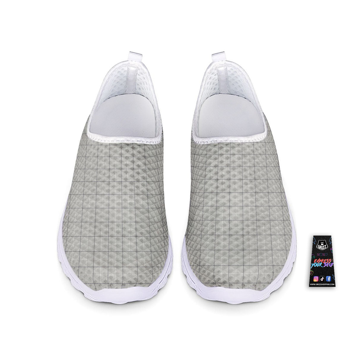 Tattersall Grey Print Pattern Nurse Shoes-grizzshop