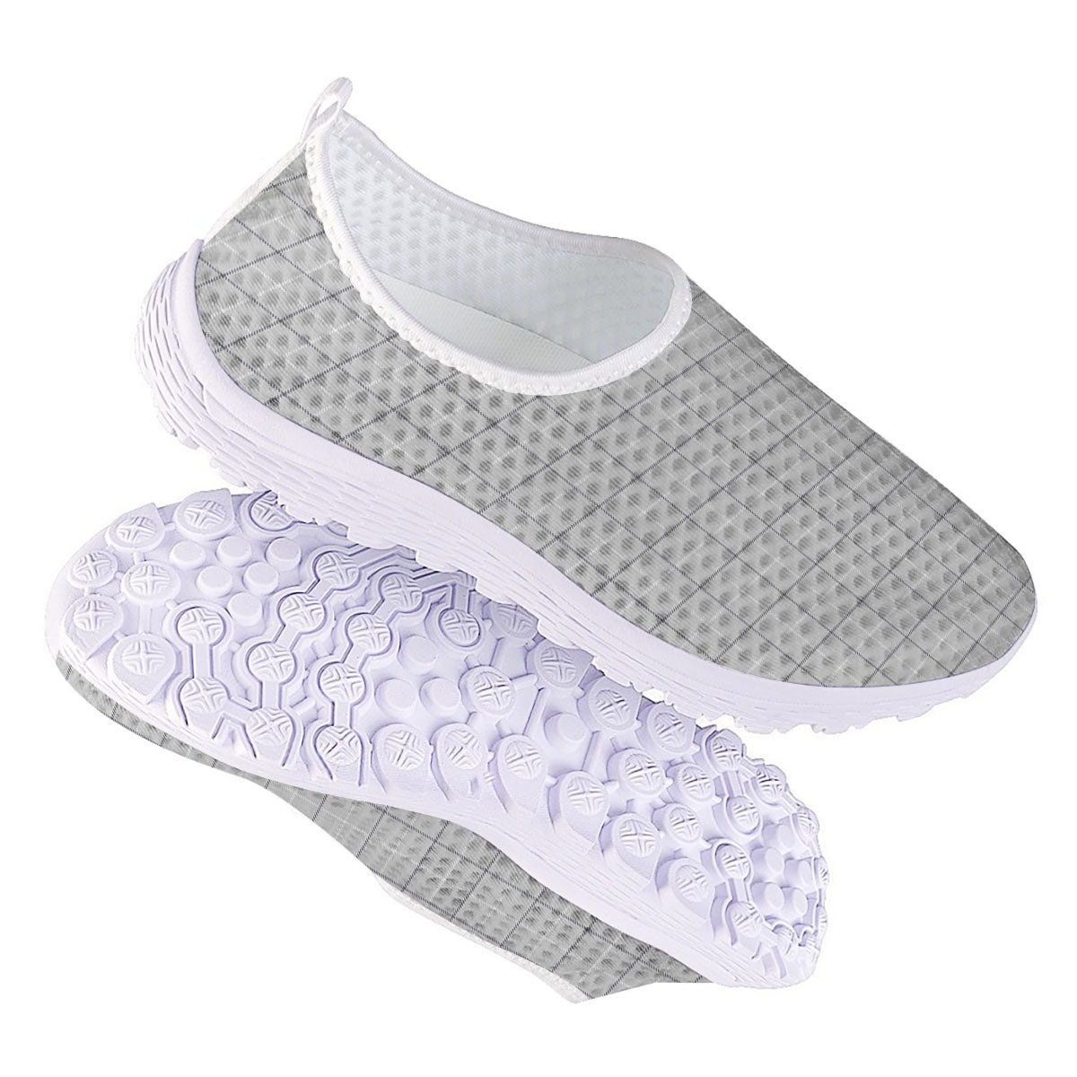 Tattersall Grey Print Pattern Nurse Shoes-grizzshop