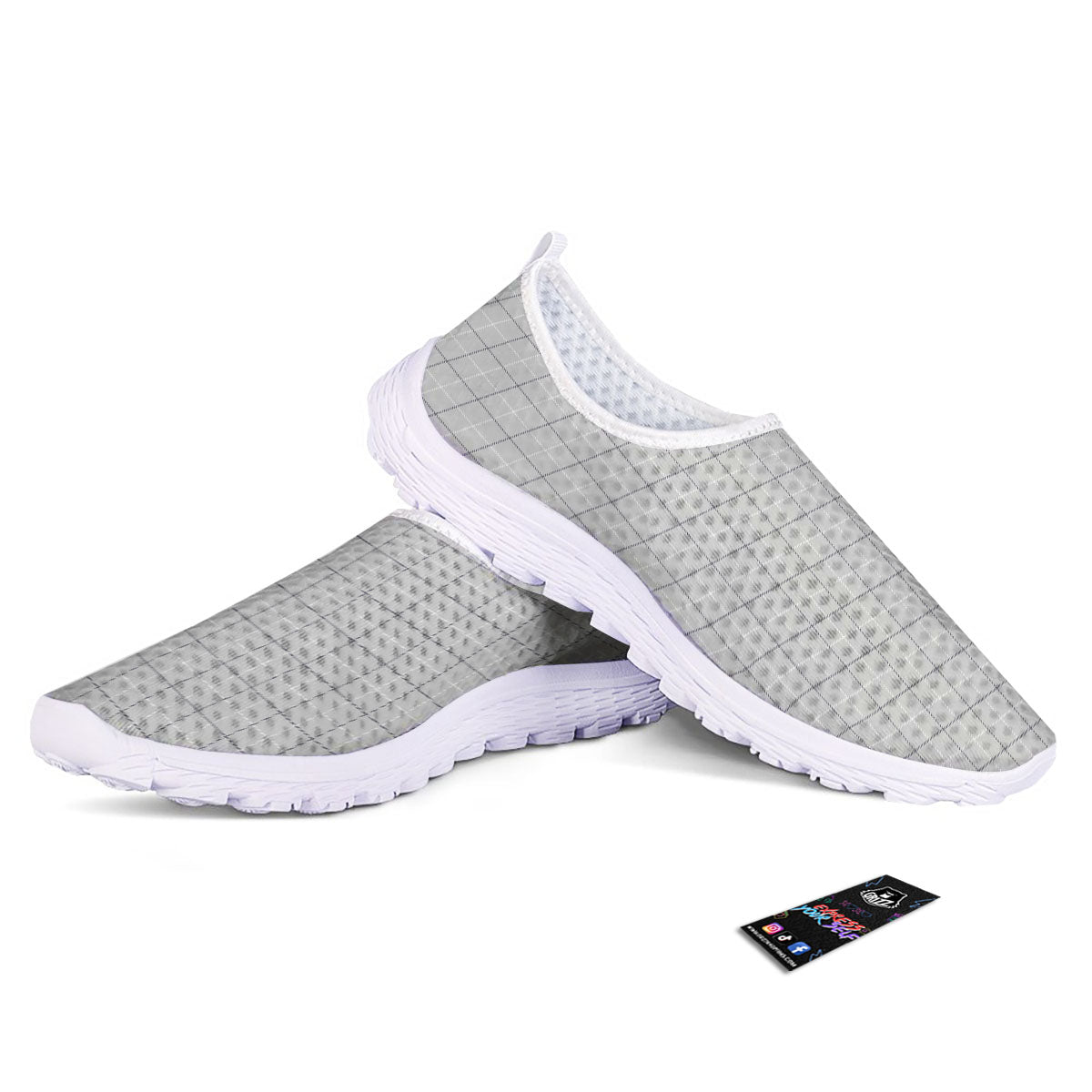 Tattersall Grey Print Pattern Nurse Shoes-grizzshop