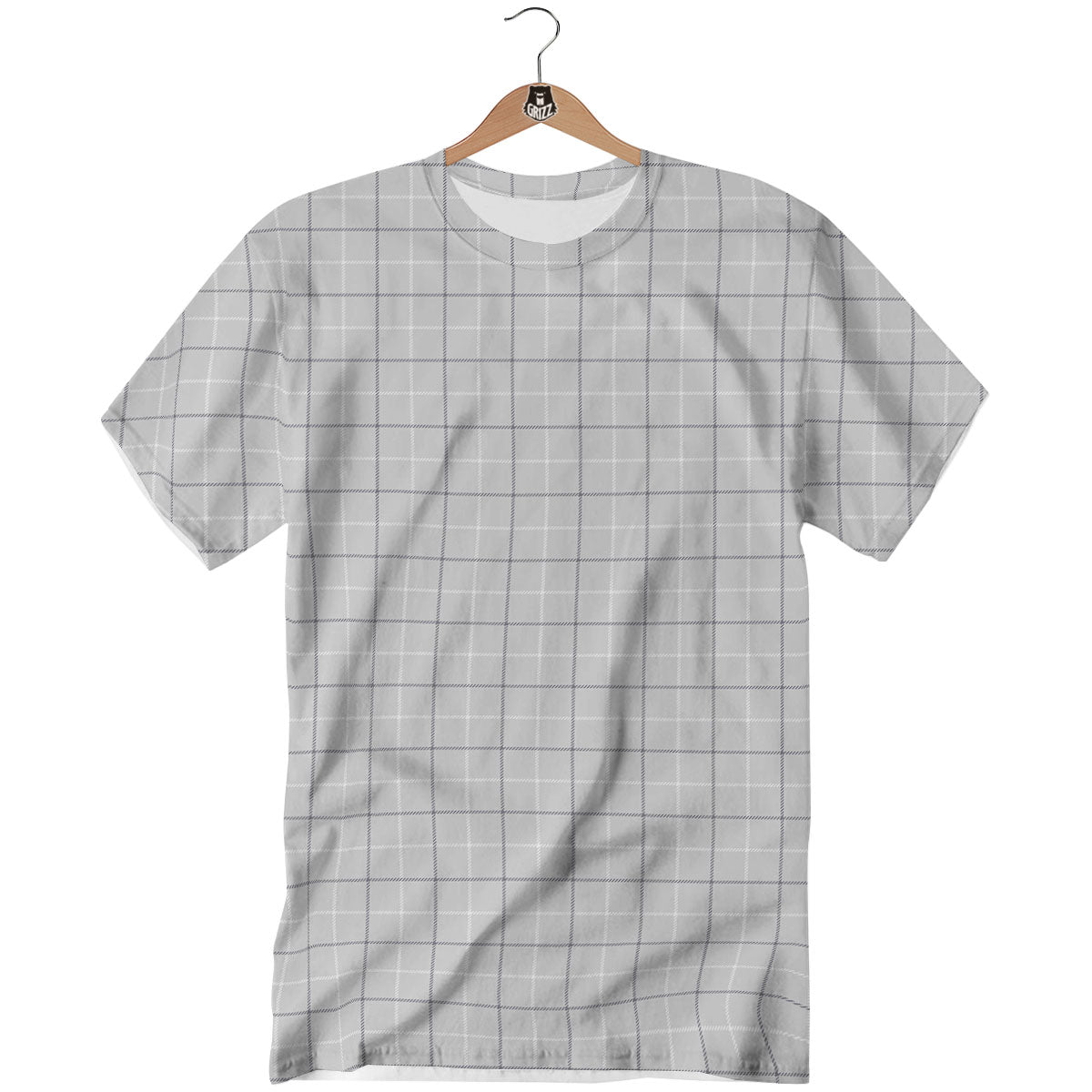 Tattersall Grey Print Pattern T-Shirt-grizzshop