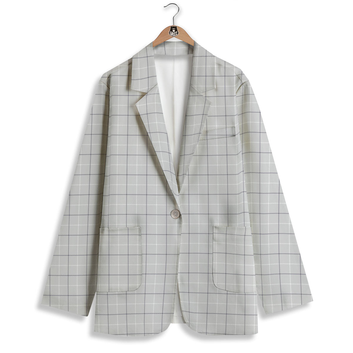 Tattersall Grey Print Pattern Women's Blazer-grizzshop