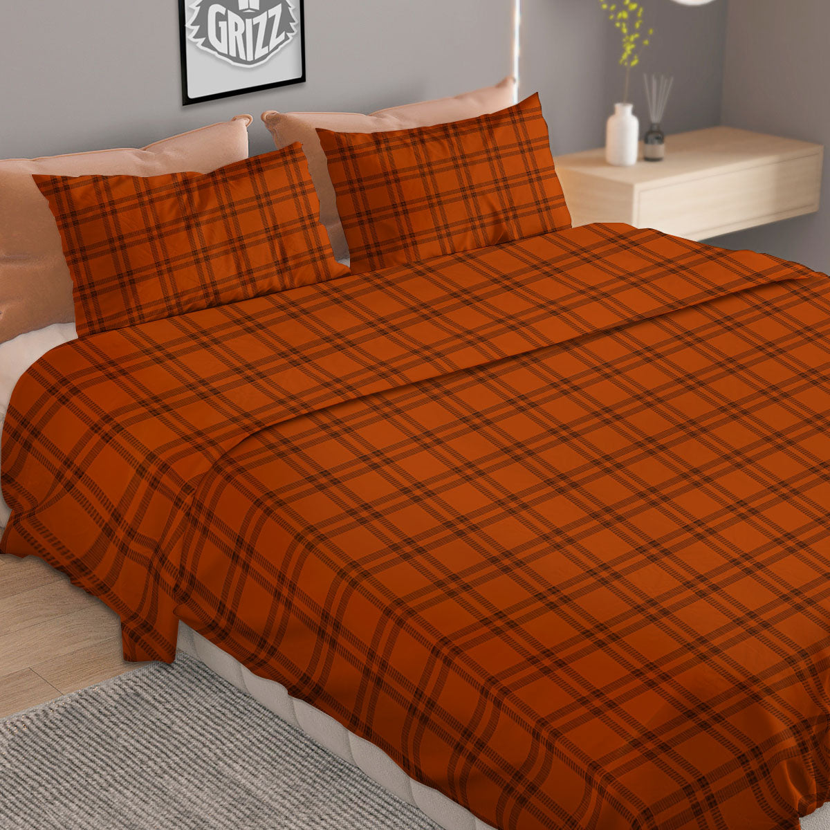 Tattersall Halloween Print Pattern Duvet Cover Bedding Set