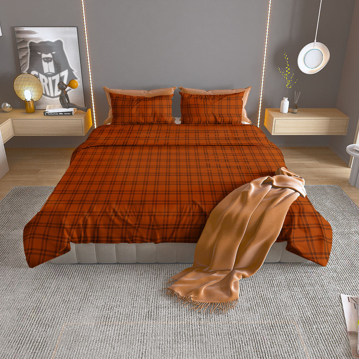 Tattersall Halloween Print Pattern Duvet Cover Bedding Set