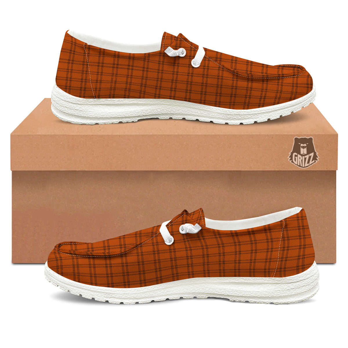 Tattersall Halloween Print Pattern White Loafers-grizzshop