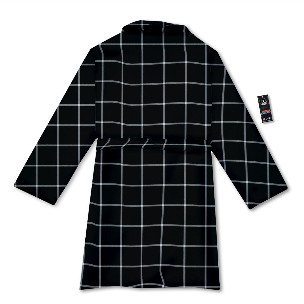 Tattersall Navy Print Pattern Bathrobe-grizzshop