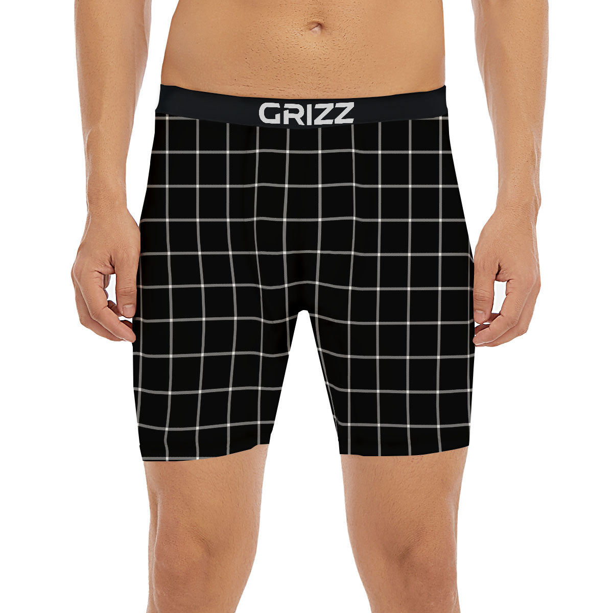 Tattersall Navy Print Pattern Boxer Briefs-grizzshop