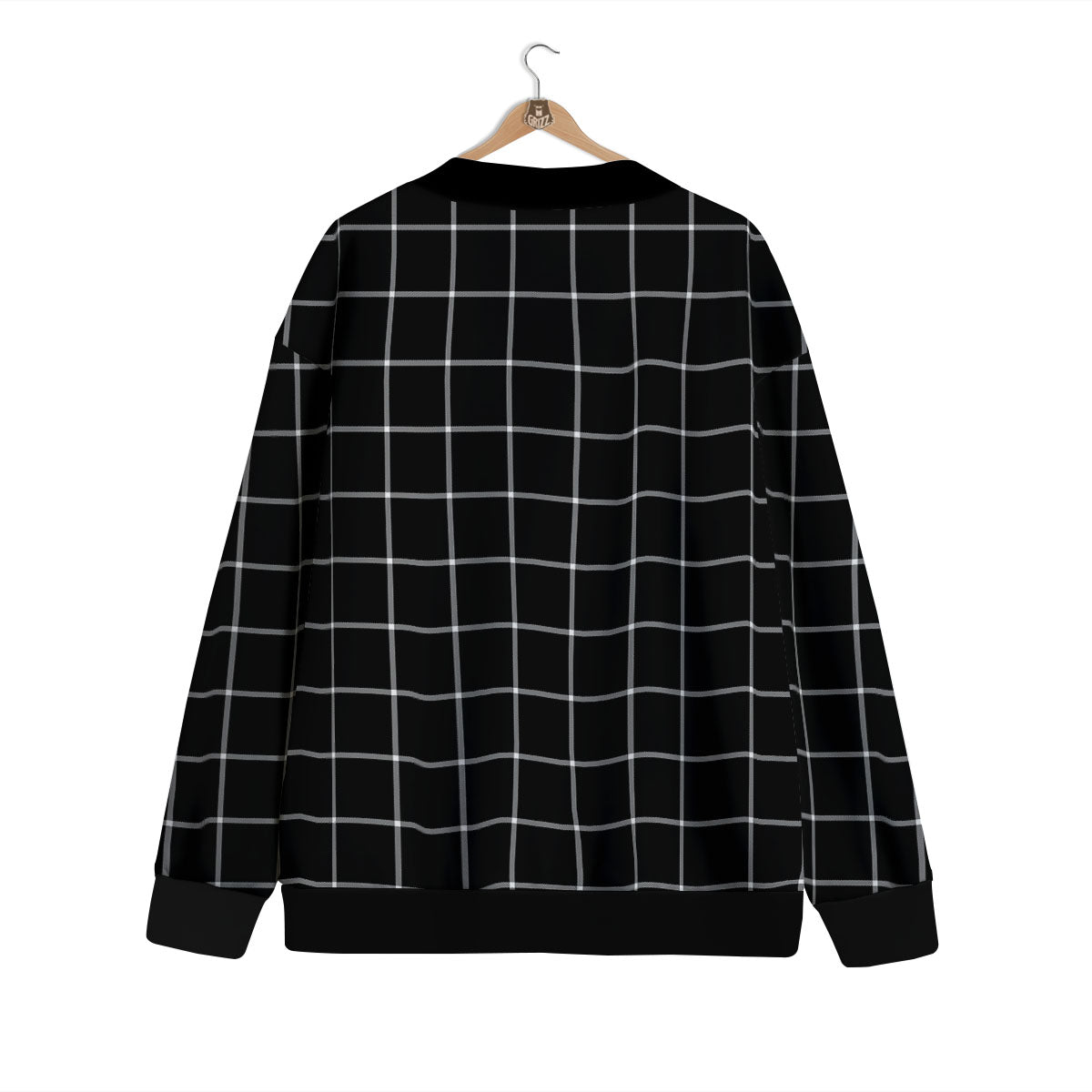 Tattersall Navy Print Pattern Cardigan-grizzshop