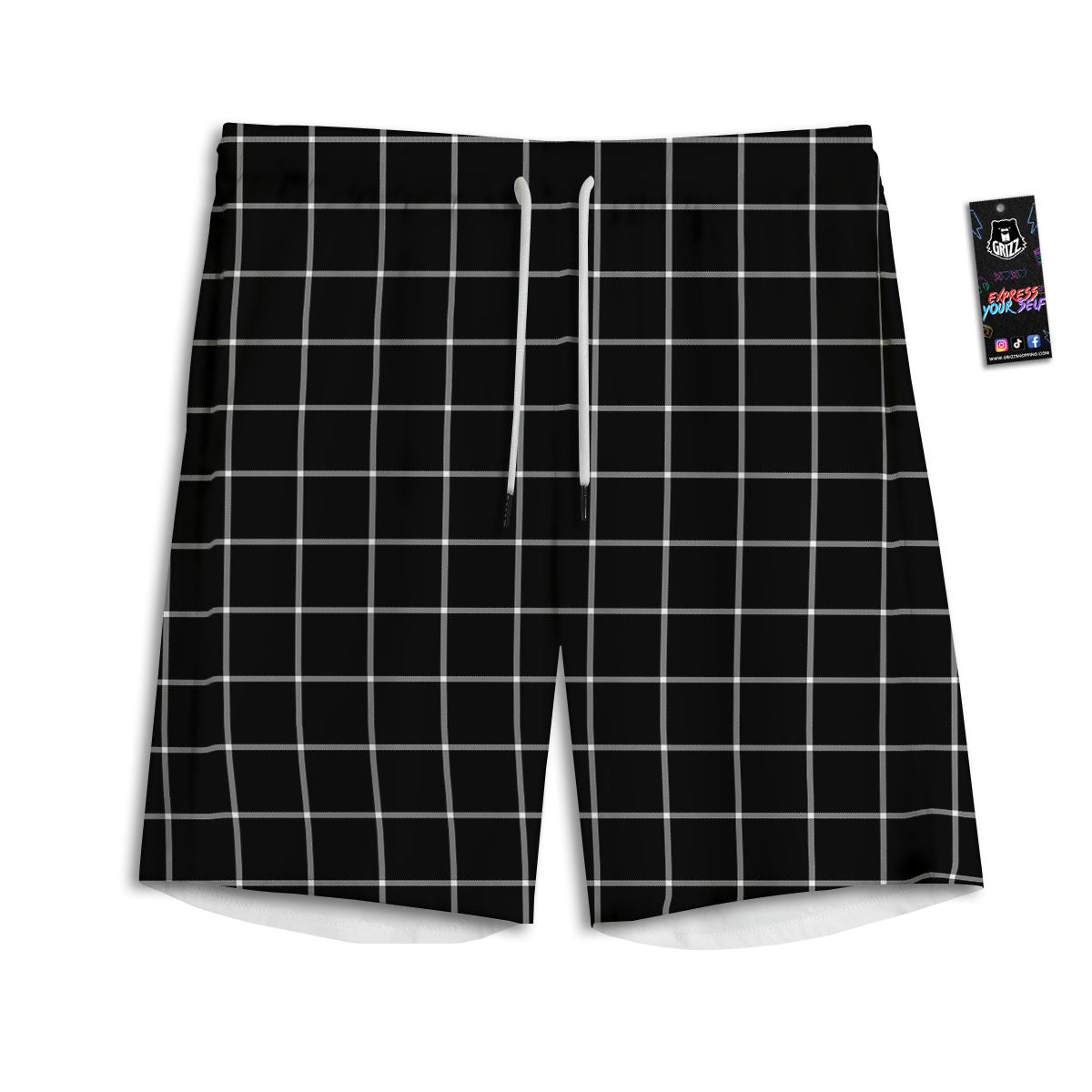Tattersall Navy Print Pattern Men's Athletic Shorts