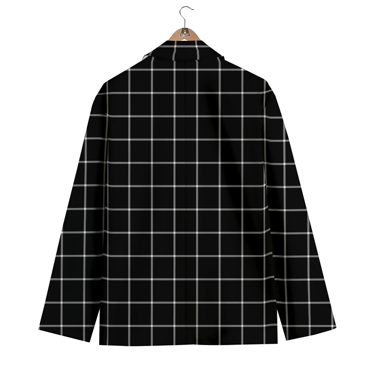 Tattersall Navy Print Pattern Men's Blazer-grizzshop