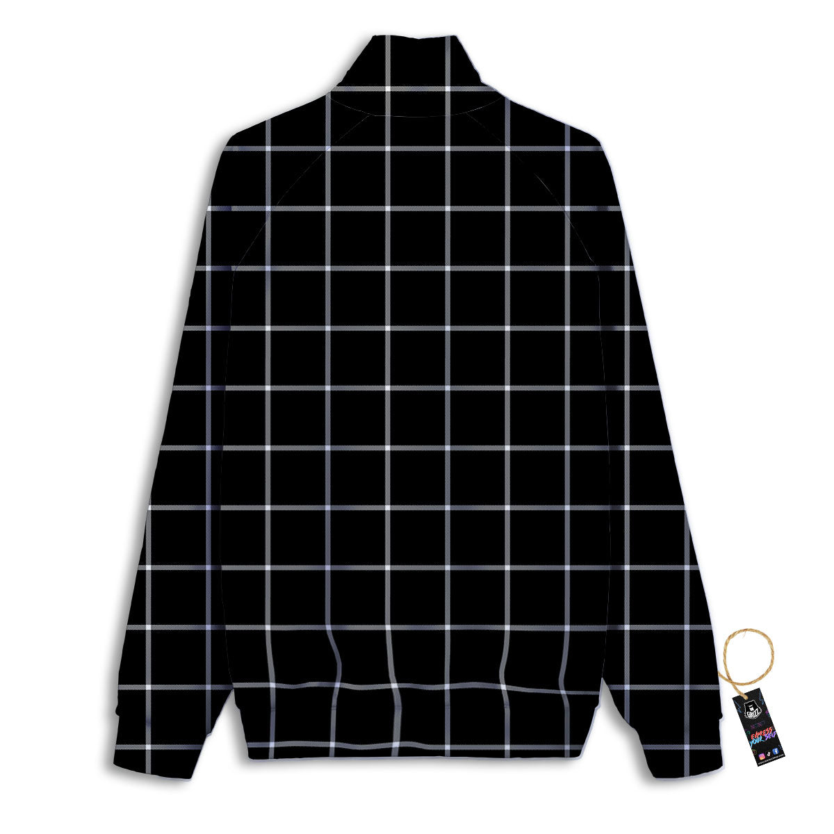 Tattersall Navy Print Pattern Track Jacket-grizzshop