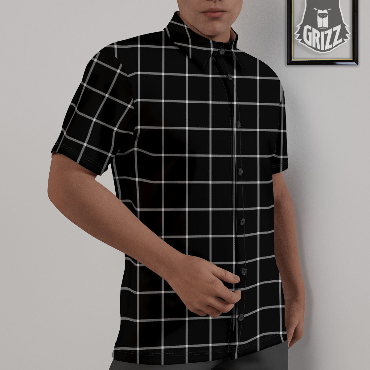 Tattersall Navy Print Pattern Untucked Shirts-grizzshop