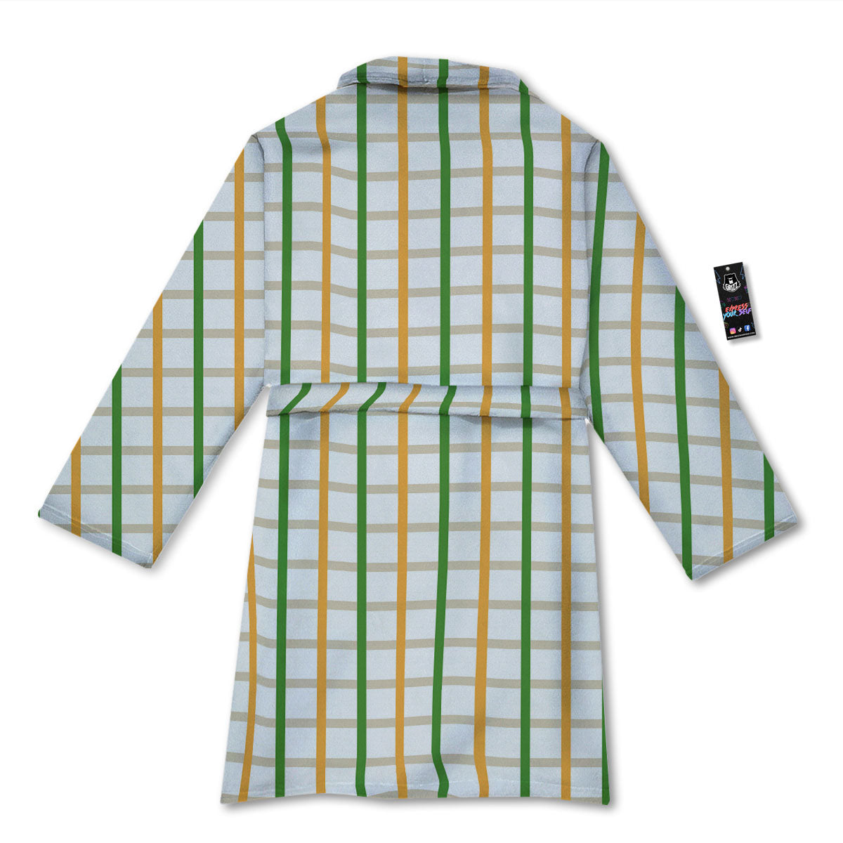 Tattersall Orange And Green Line Print Bathrobe-grizzshop