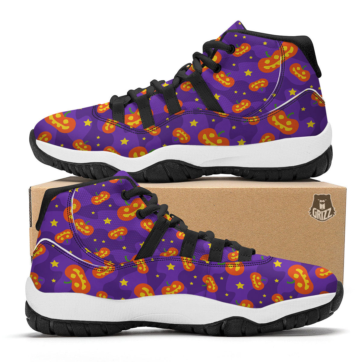 Tattersall Orange And Green Line Print Black Bball Shoes-grizzshop