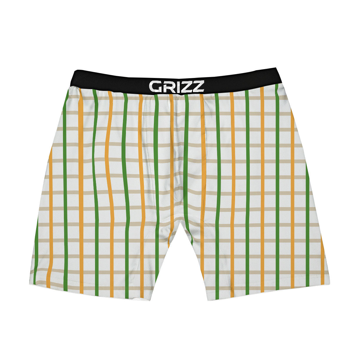 Tattersall Orange And Green Line Print Boxer Briefs-grizzshop