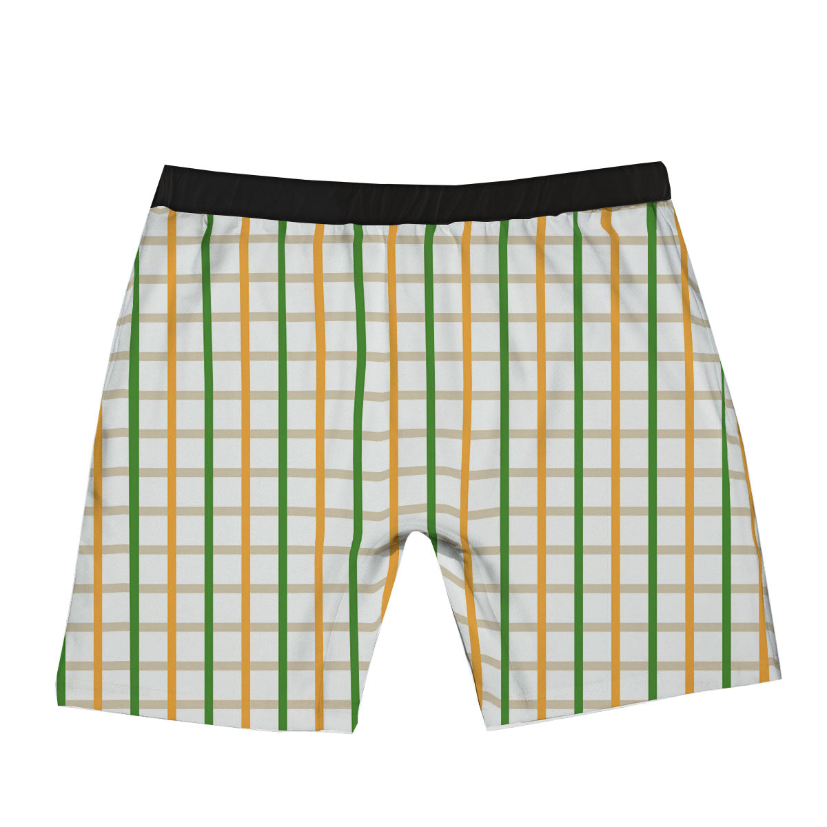 Tattersall Orange And Green Line Print Boxer Briefs-grizzshop