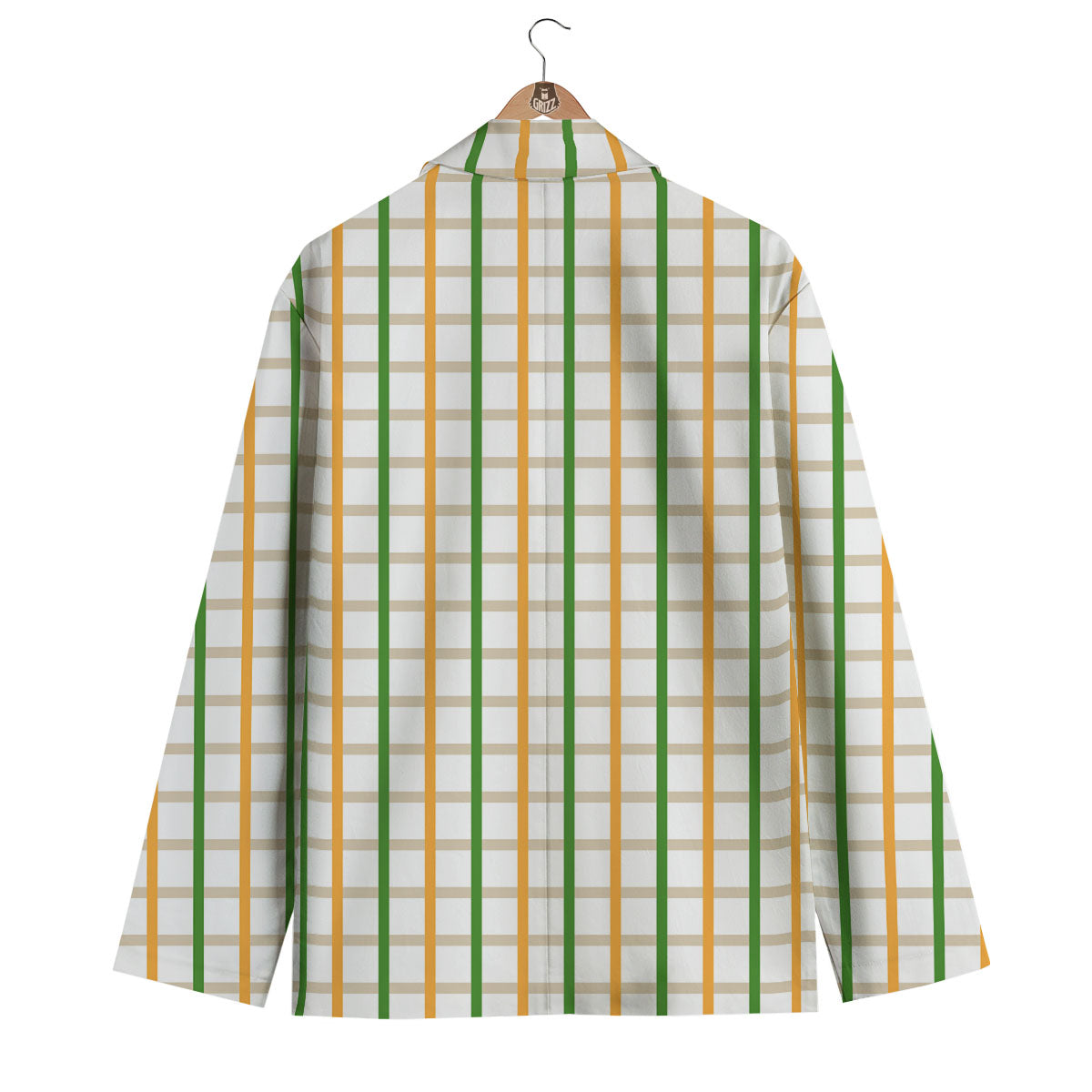Tattersall Orange And Green Line Print Men's Blazer-grizzshop