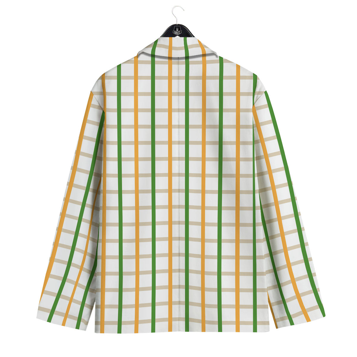 Tattersall Orange And Green Line Print Men's Sport Coat-grizzshop