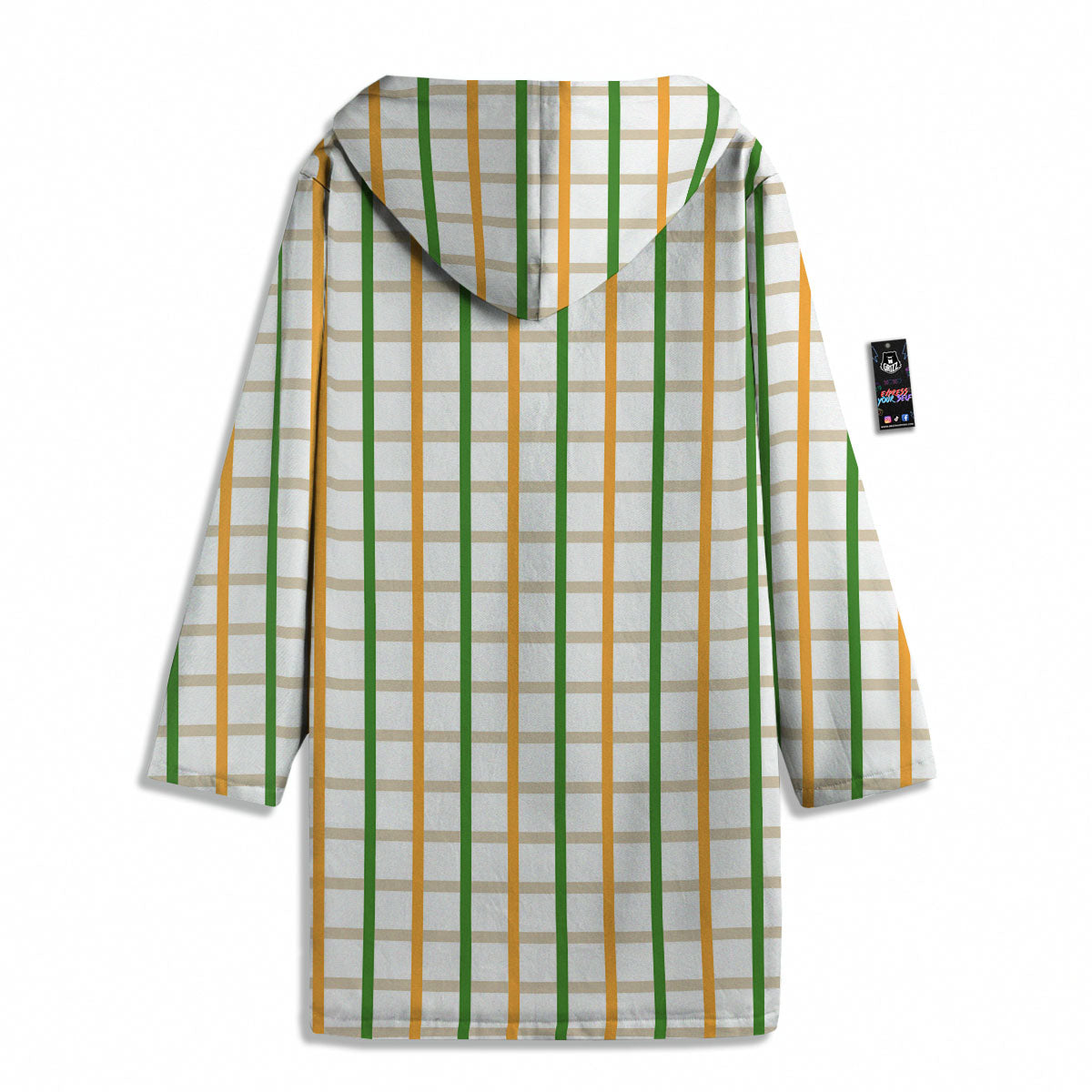 Tattersall Orange And Green Line Print Men's Windbreaker Jacket-grizzshop