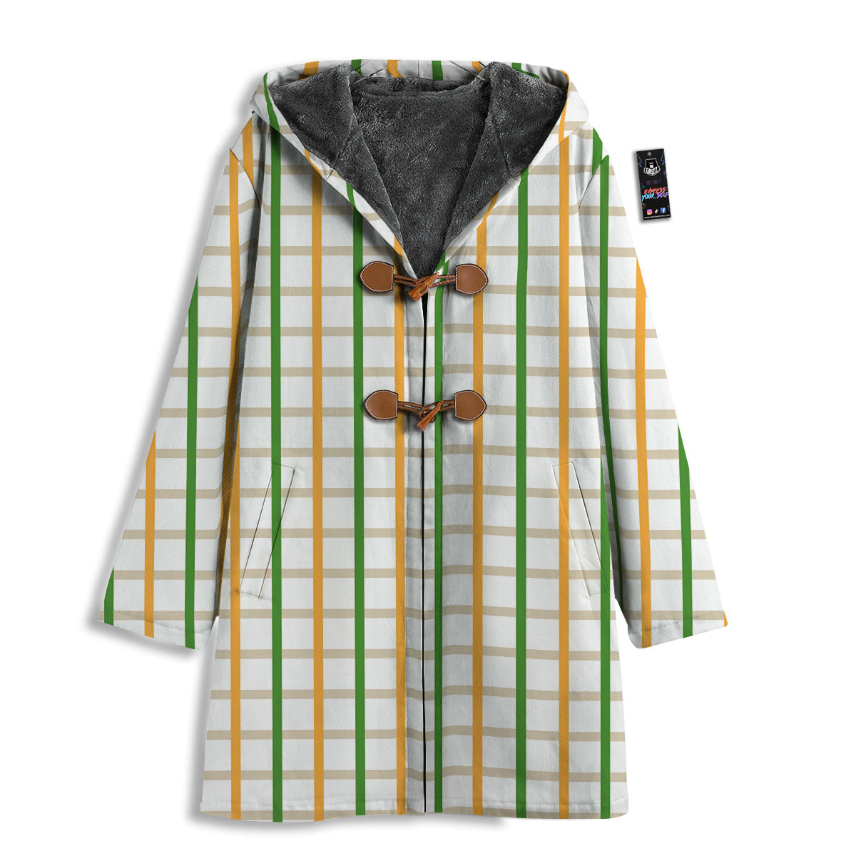 Tattersall Orange And Green Line Print Men's Windbreaker Jacket-grizzshop