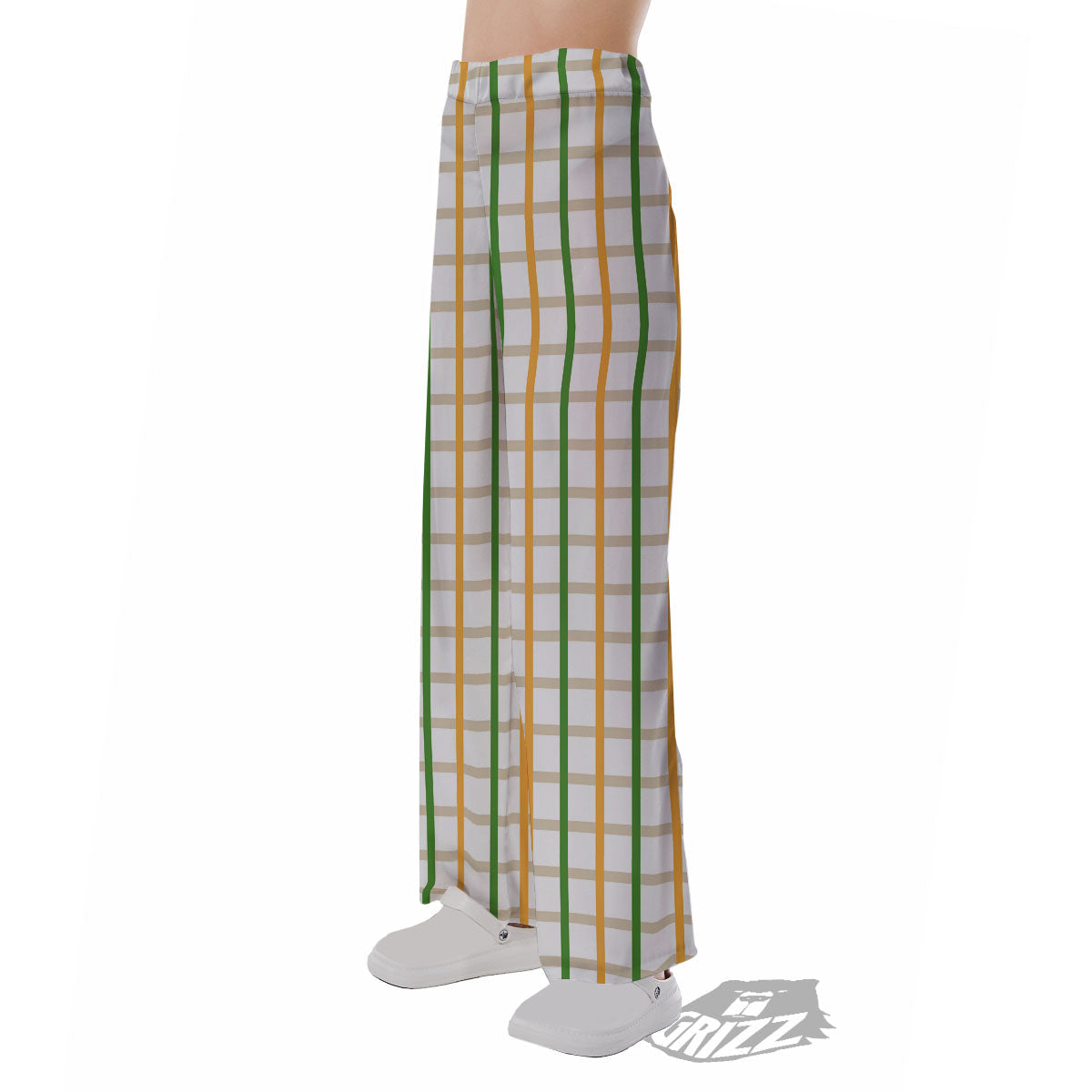 Tattersall Orange And Green Line Print Pajama Pants-grizzshop