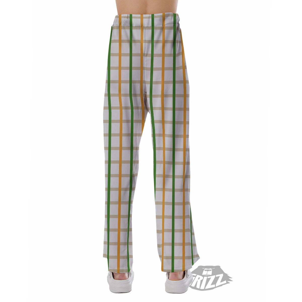 Tattersall Orange And Green Line Print Pajama Pants-grizzshop