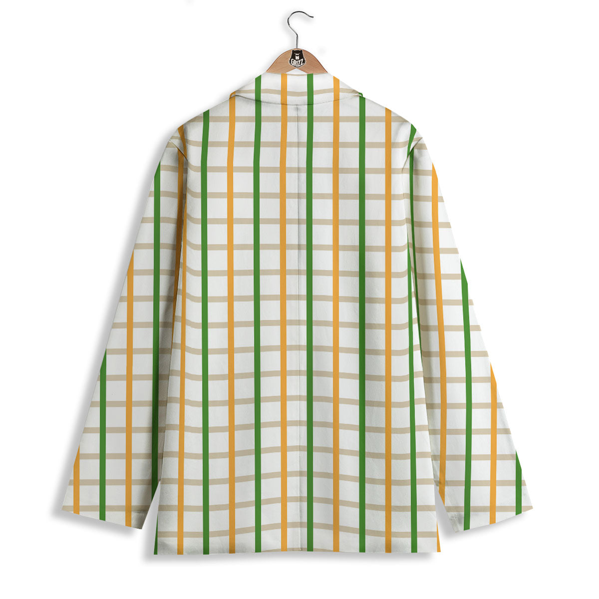 Tattersall Orange And Green Line Print Women's Blazer-grizzshop