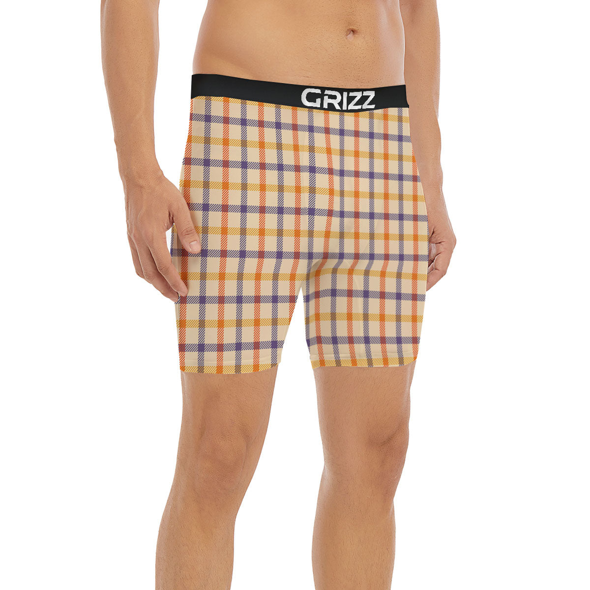 Tattersall Orange And Purple Print Pattern Boxer Briefs-grizzshop