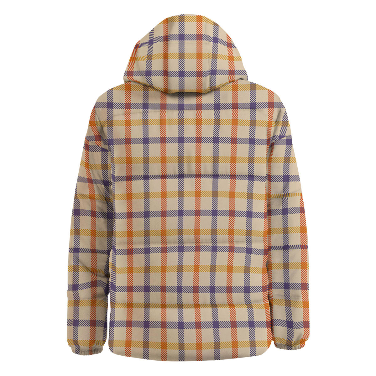 Tattersall Orange And Purple Print Pattern Down Jacket-grizzshop