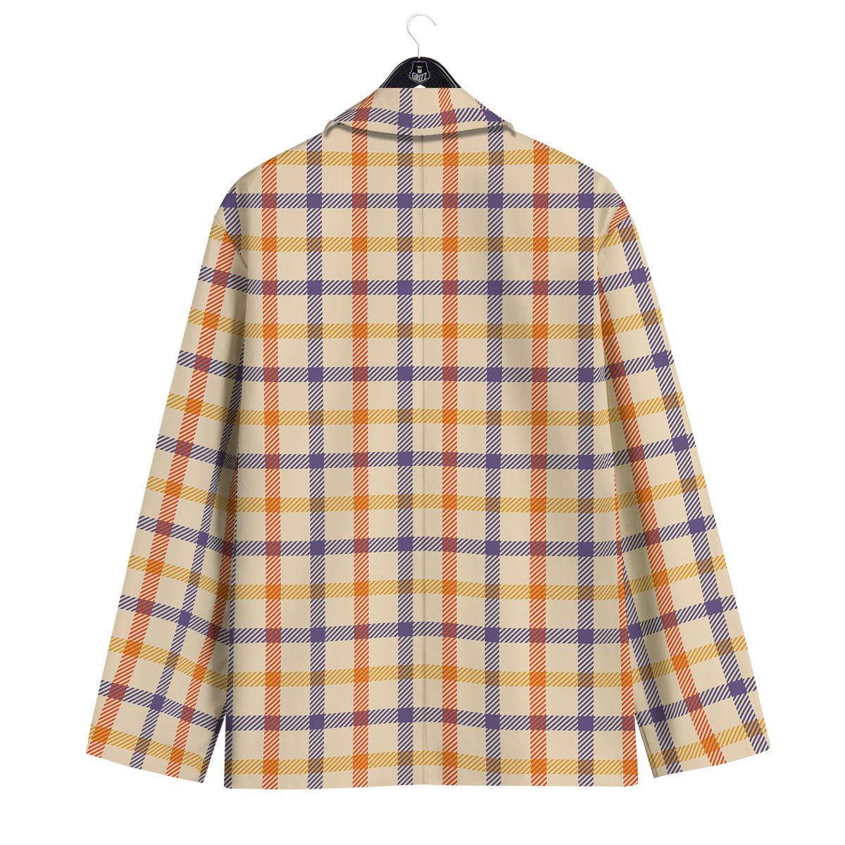 Tattersall Orange And Purple Print Pattern Men's Sport Coat-grizzshop