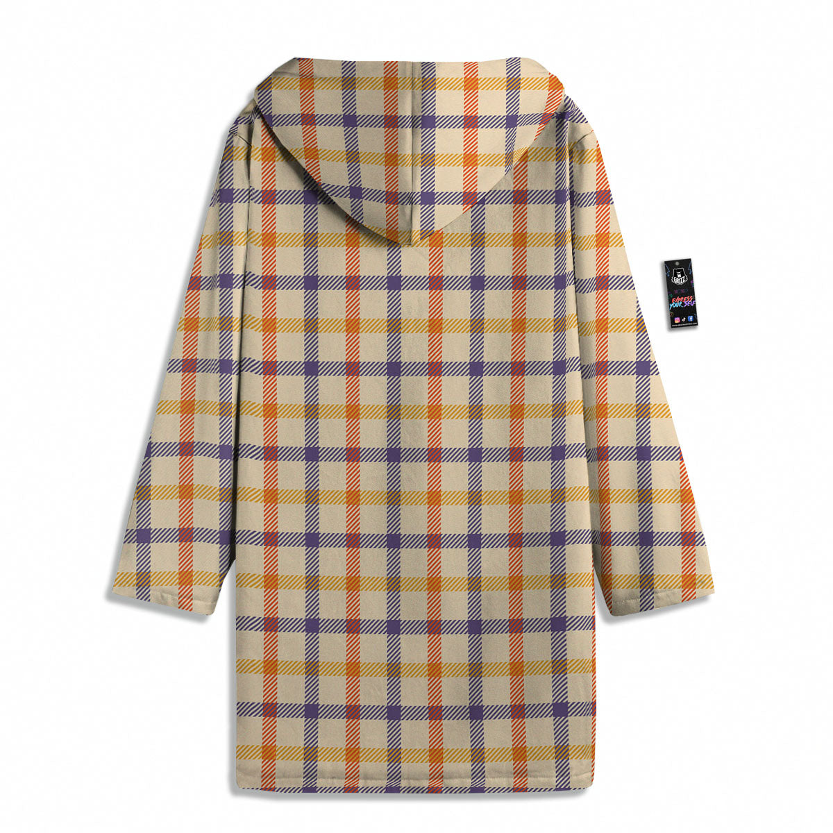 Tattersall Orange And Purple Print Pattern Men's Windbreaker Jacket-grizzshop