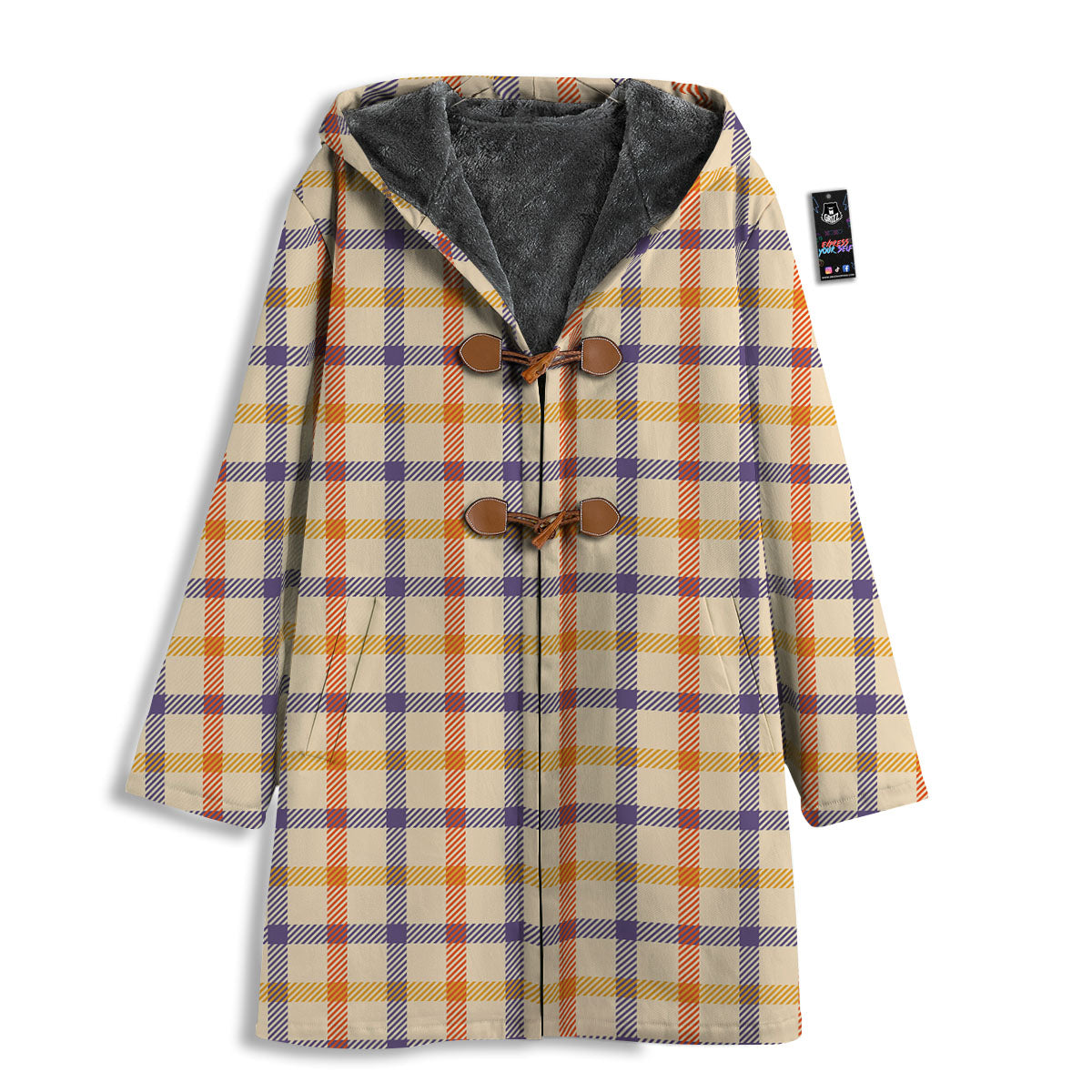 Tattersall Orange And Purple Print Pattern Men's Windbreaker Jacket-grizzshop