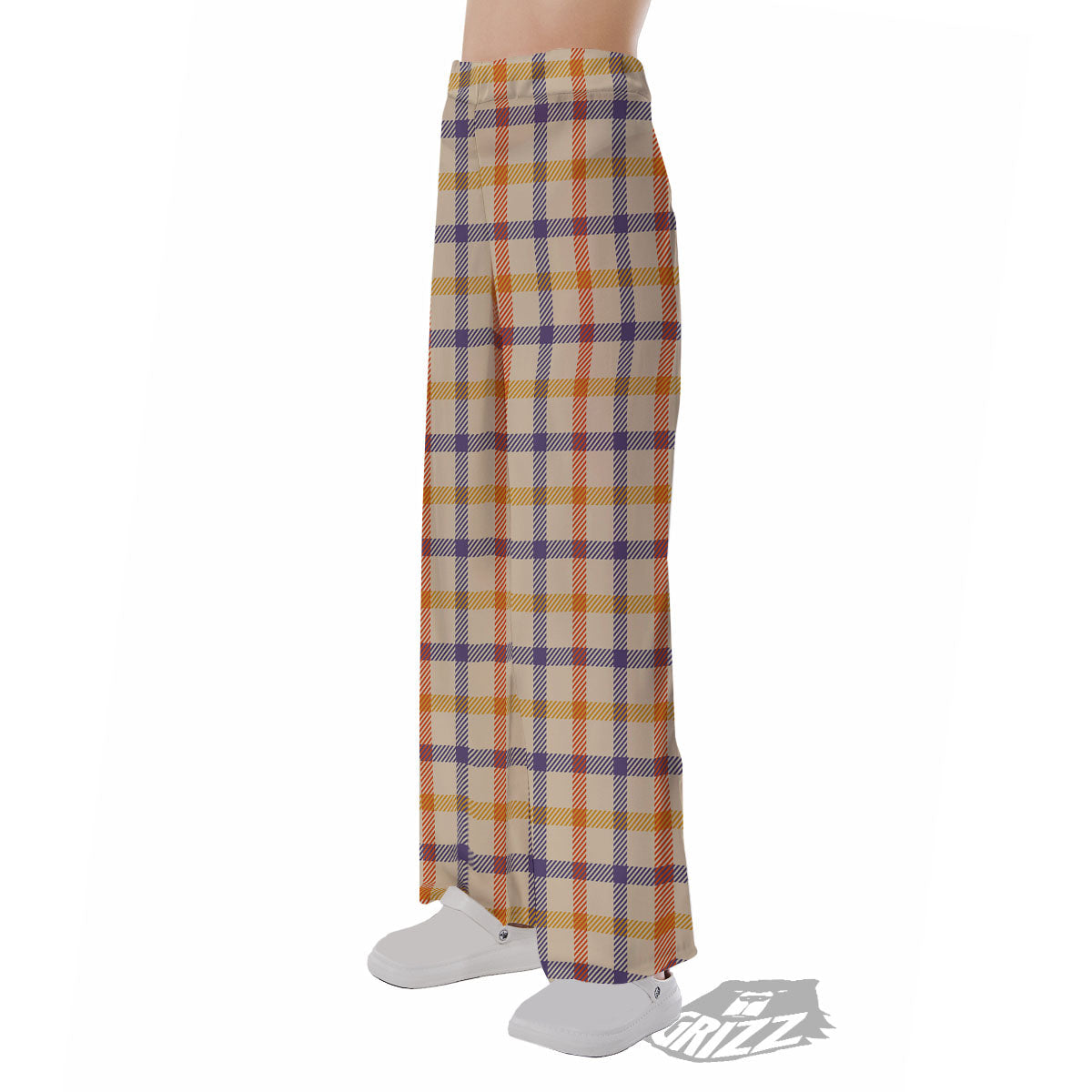 Tattersall Orange And Purple Print Pattern Pajama Pants-grizzshop